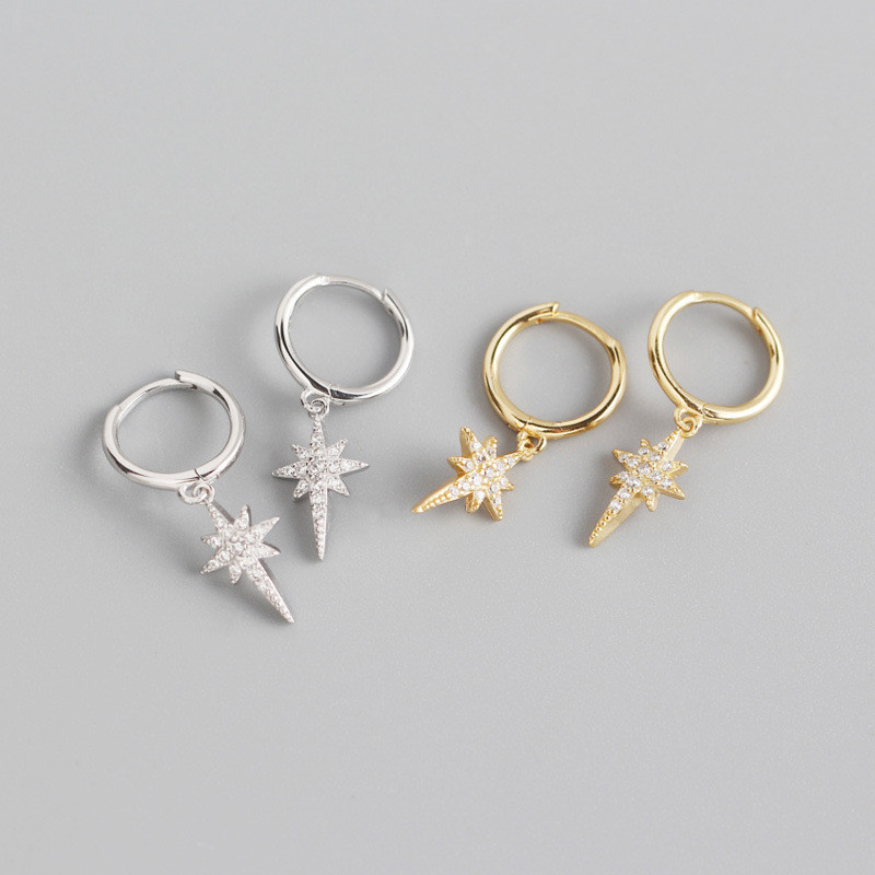 S925 Sterling Silver INS Light Luxury Eight-pointed Star Diamond Earrings 2 1617758609234 S925 Sterling Silver INS Light Luxury Eight-pointed Star Diamond Earrings