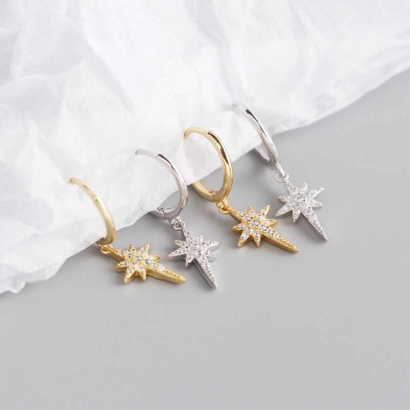 S925 Sterling Silver INS Light Luxury Eight-pointed Star Diamond Earrings 3 1617758609238 S925 Sterling Silver INS Light Luxury Eight-pointed Star Diamond Earrings