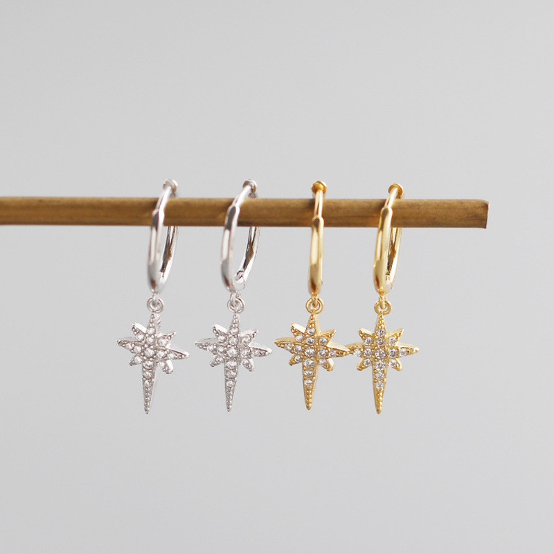 S925 Sterling Silver INS Light Luxury Eight-pointed Star Diamond Earrings 5 1617758609246 S925 Sterling Silver INS Light Luxury Eight-pointed Star Diamond Earrings