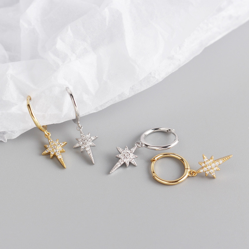 S925 Sterling Silver INS Light Luxury Eight-pointed Star Diamond Earrings 7 1617758609486 S925 Sterling Silver INS Light Luxury Eight-pointed Star Diamond Earrings