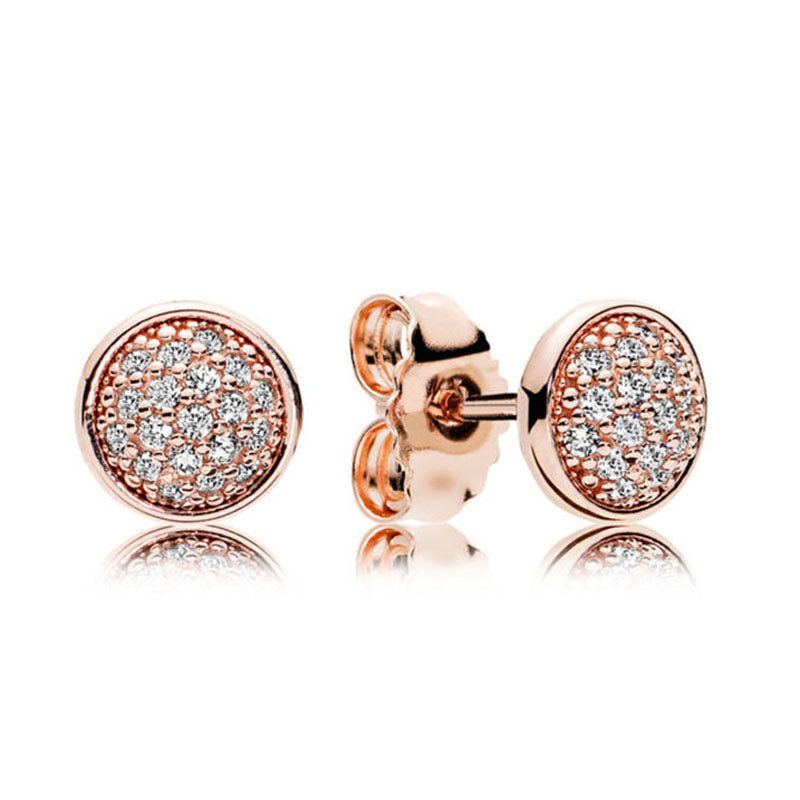 1617774754853 Panjia Rose Gold Shiny Water Drop S925 Silver Earrings Simple Atmospheric Fashion Earrings Round Sterling Silver Earrings