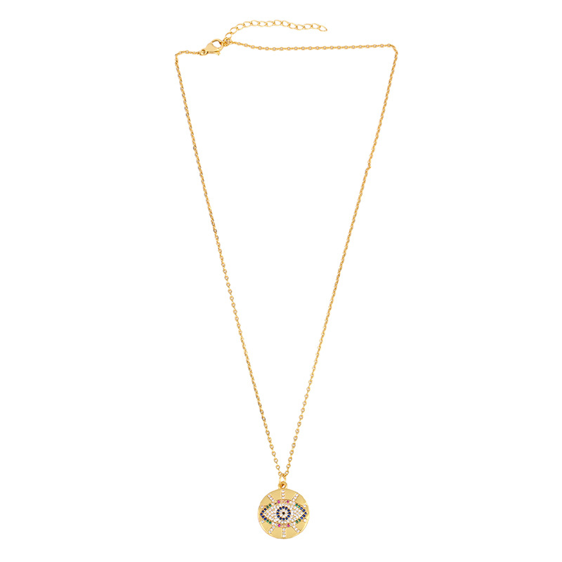 1618817549866 FLOLA Gold Filled Evil Eye Necklaces For Women Blue Eye Pendants Necklaces Crystal CZ Zircon Rainbow Jewelry