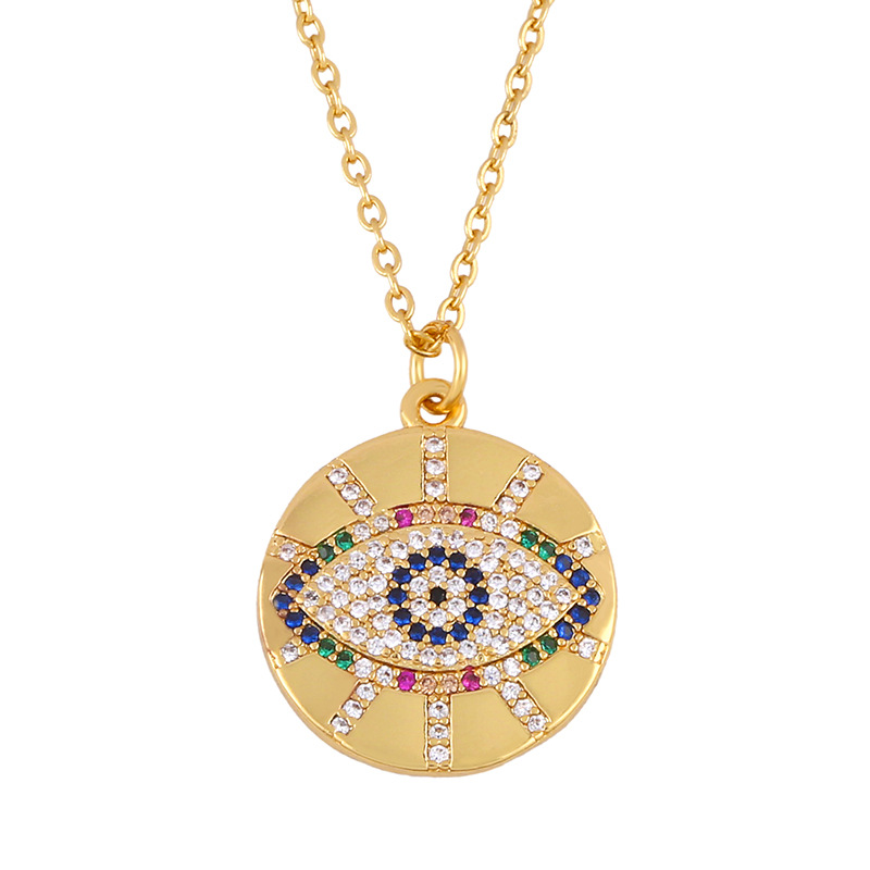 1618817549869 FLOLA Gold Filled Evil Eye Necklaces For Women Blue Eye Pendants Necklaces Crystal CZ Zircon Rainbow Jewelry