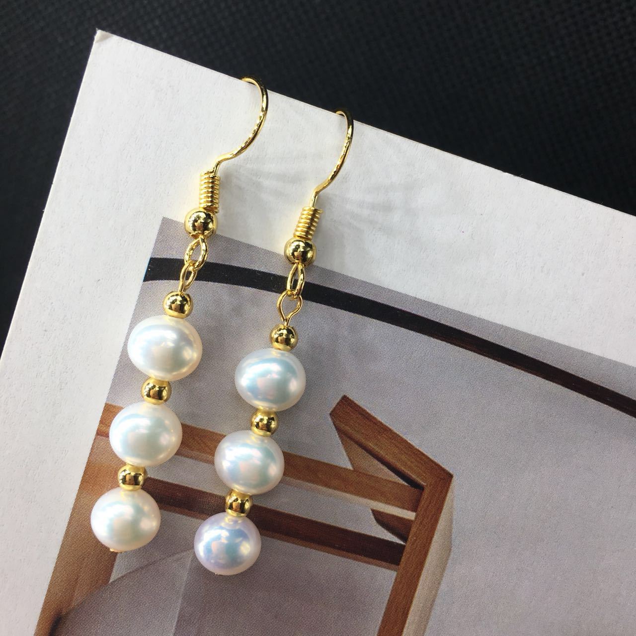 1618888569772 14K Gold Hand-Made Freshwater Pearl Earrings, Daily Wild Trend