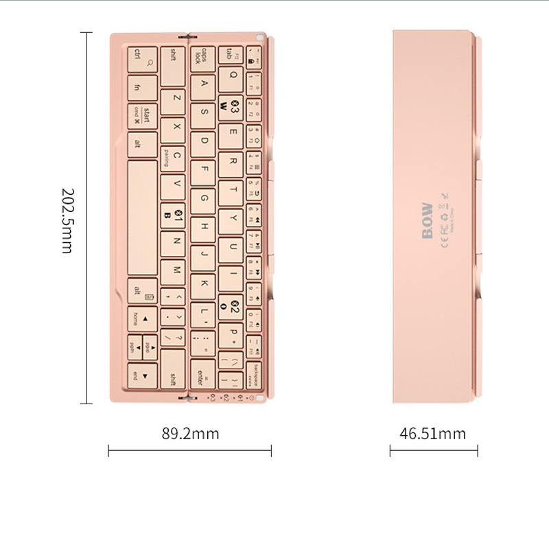 Mini Folding Bluetooth Wireless Keyboard | With Magnetic Stand Aluminum Mini Keys | Portable Lightweight Travel Keyboard | Rechargeable Pocket Portable Keyboard for All Tablet Phones 2
