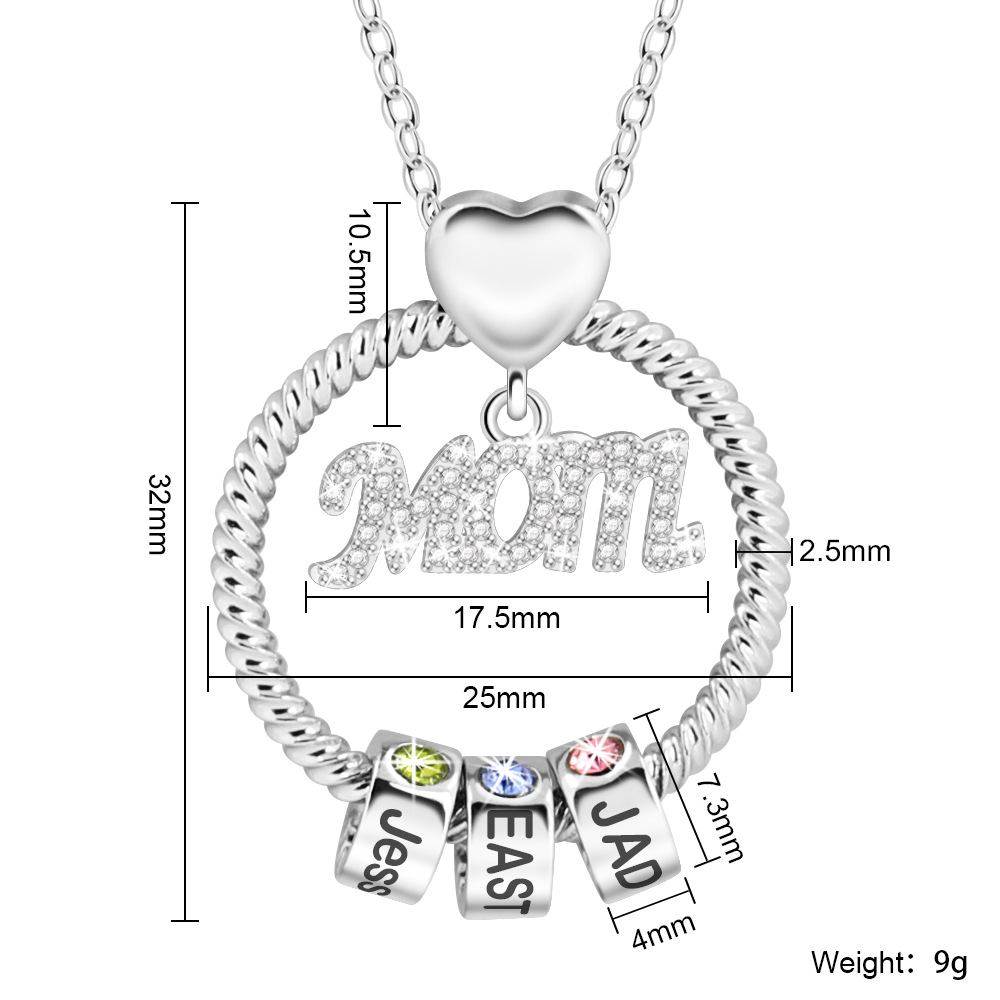 mother's love personalized necklace size information
