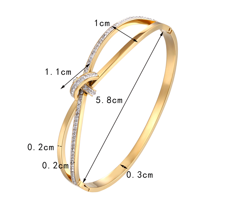 1619489810287 Diamond Double Ring Bracelet Titanium Steel Plated 18K Rose Gold Bow Female Bracelet