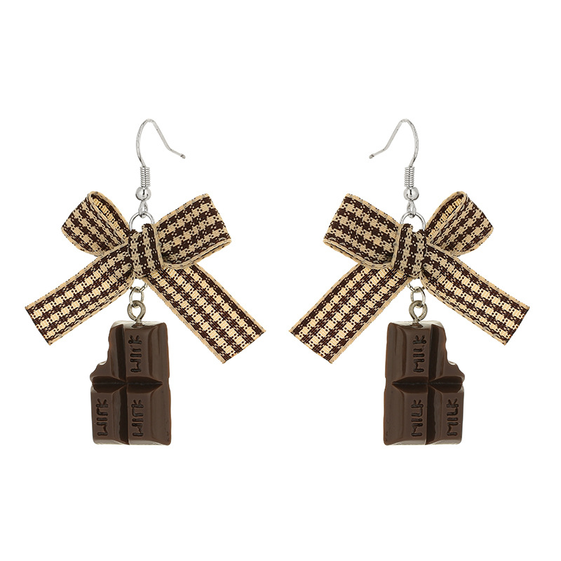 1619666592382 Japanese Cute Girl Simulation Earrings Retro Lattice Ear Hooks