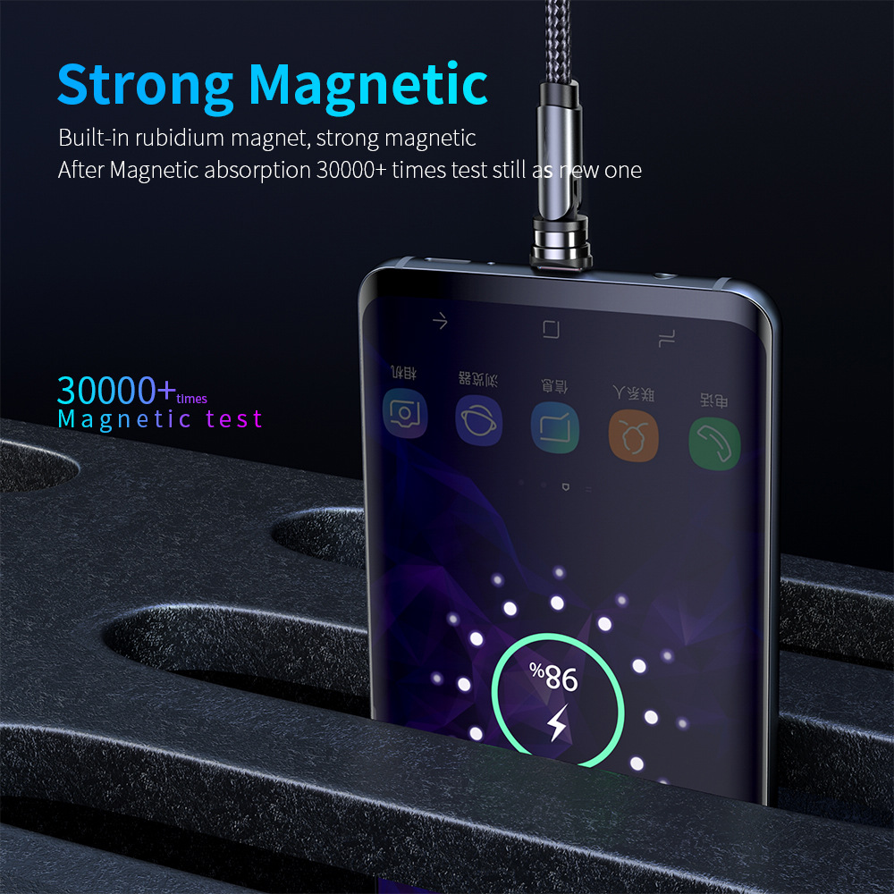 360 Degree USB Type C Charging Cable Fast Charging Magnet Charger Rotate Magnetic Micro Magnetic Cable