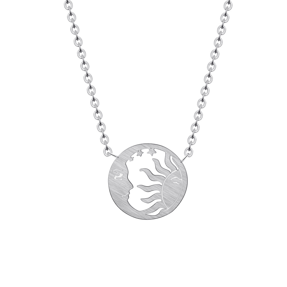 1619850042127 Tarot Sun Moon Pendant Necklace Female 18K Gold Electroplated Clavicle Chain