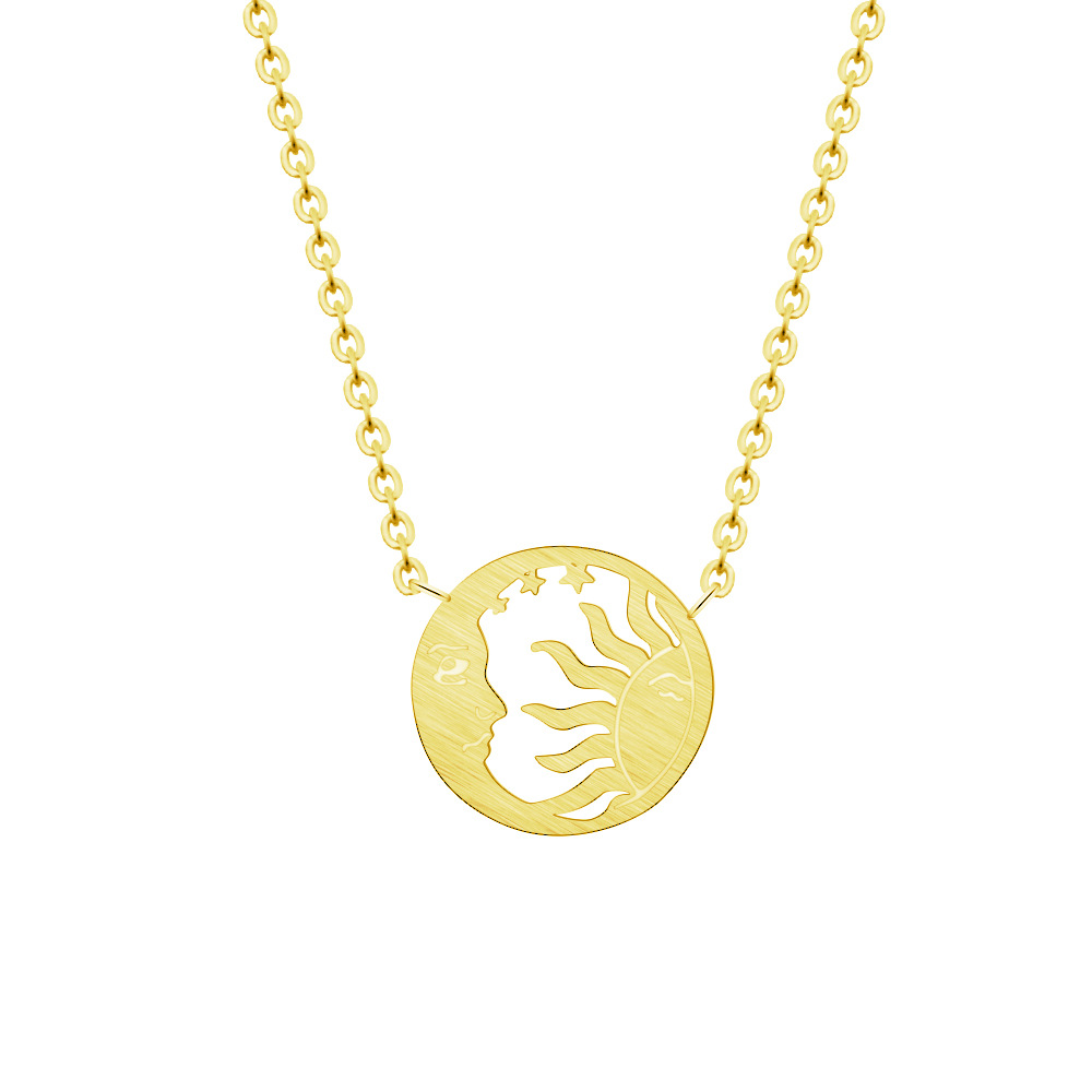 1619850042128 Tarot Sun Moon Pendant Necklace Female 18K Gold Electroplated Clavicle Chain