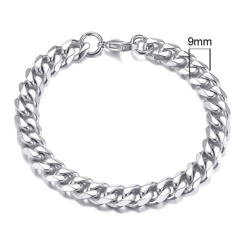 1620027851774 Stainless Steel Gold Plated Bracelet Men's Gold Cuban Chain 3 5 7 9 11mm Six-sided Bracelet