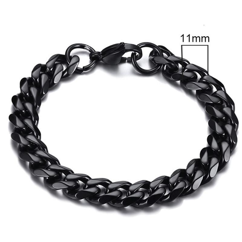 1620027851775 Stainless Steel Gold Plated Bracelet Men's Gold Cuban Chain 3 5 7 9 11mm Six-sided Bracelet