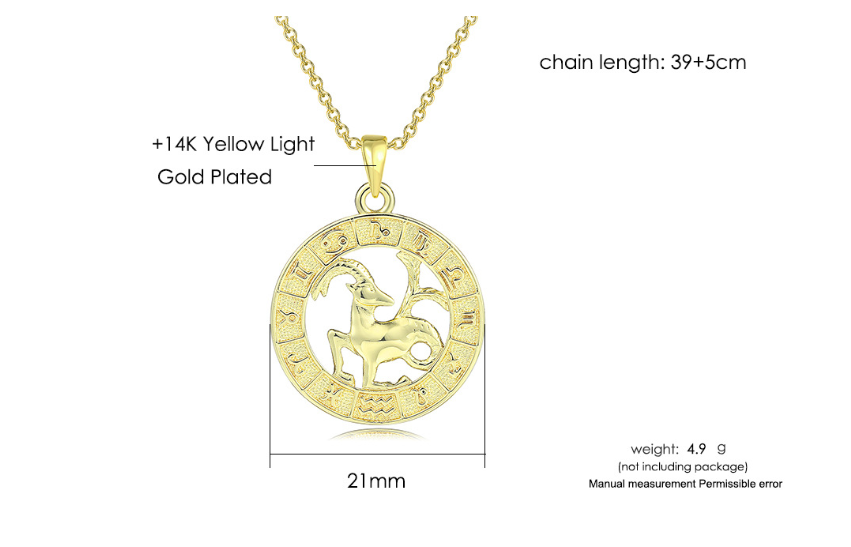 1620121034444 12 Constellation Gold Coin Pendant Necklace With 14K Gold Plating