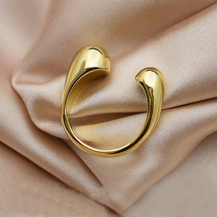 1620717090063 Gold Metal Brass Plated Balls Geometric Square Adjustable Opening Rings for Women