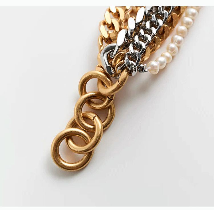 Women's Palace Pearl Bracelet Gold and Silver Mixed Color Multilayer Bracelet 6 1620723011718 Women's Palace Pearl Bracelet Gold and Silver Mixed Color Multilayer Bracelet