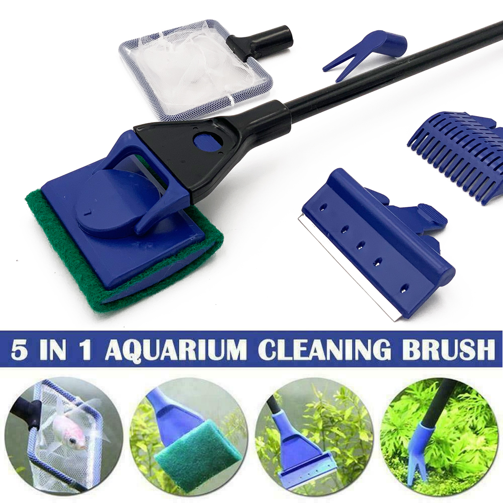 Volkmi Plastic Aquarium Aquarium Cleaning Tool Fish Tank Cleaning Brush Fish  Tank Brush Long Handle 5-in-1 Cleaning Kit None Regular 