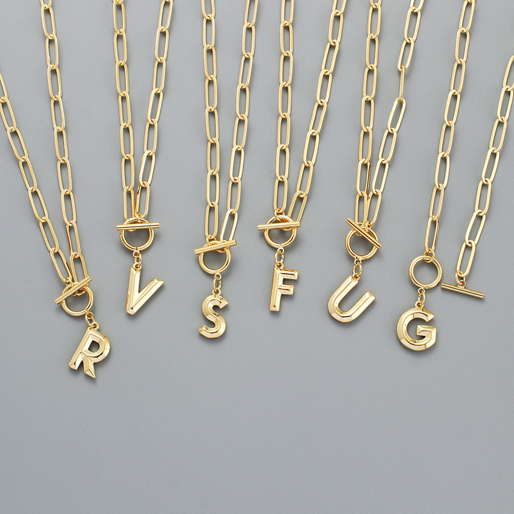 1620996407446 Letter Necklace Real Gold Plated Trend Hip Hop Necklace