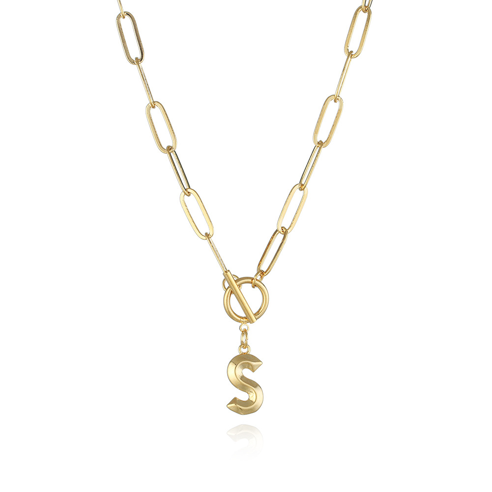 1620996407754 Letter Necklace Real Gold Plated Trend Hip Hop Necklace