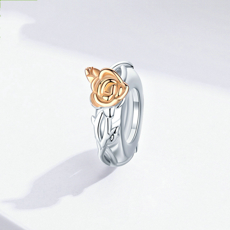 1621040992802 Silver Charm Original Rose S925 Silver Beads Valentine'S Day Lovers' Gold Plated Rose Bracelet Beads Bsc146