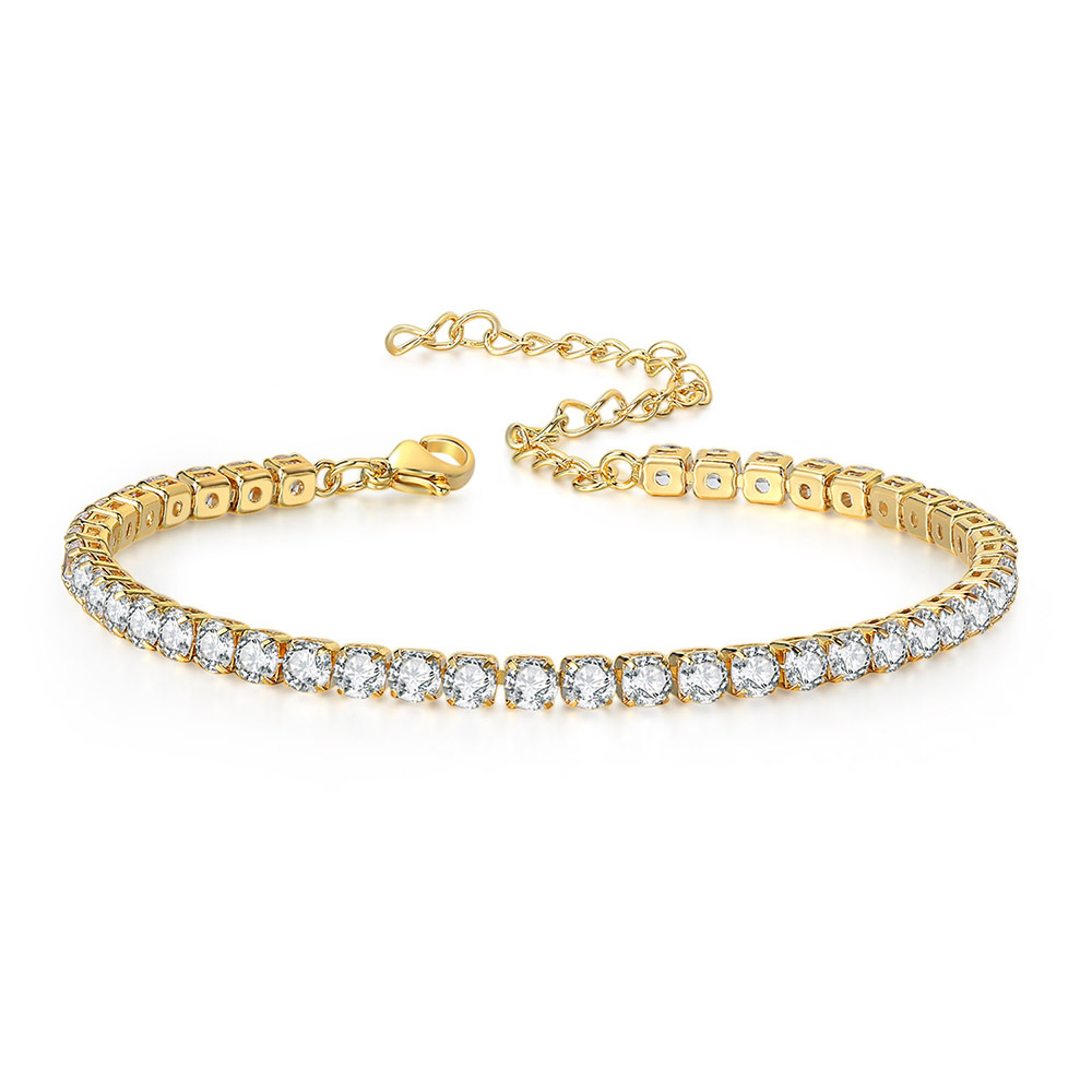 Anklet 4mm Single Row Diamond Plated Real Gold Tennis Chain 3 1621933579238 Anklet 4mm Single Row Diamond Plated Real Gold Tennis Chain