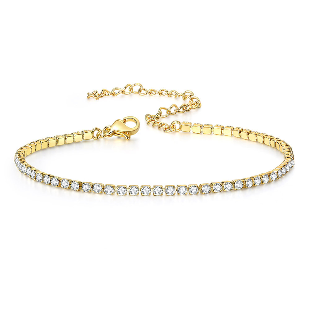 Anklet 4mm Single Row Diamond Plated Real Gold Tennis Chain 4 1621933579251 Anklet 4mm Single Row Diamond Plated Real Gold Tennis Chain