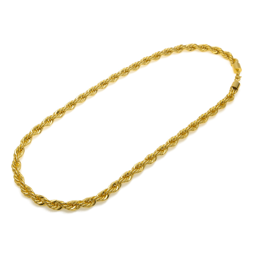 1622094345413 Hot Sale Men's Hip Hop Gold-plated Necklace 1cm Coarse Twist Necklace Gold-plated Twisted Rope Chain