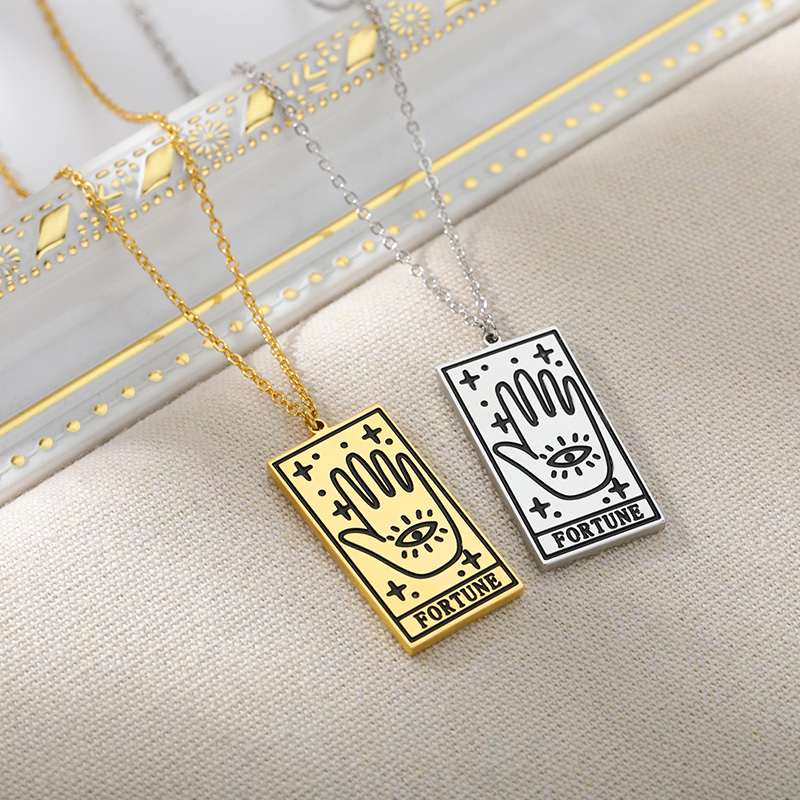 1622102715113 Square Tarot Cards Necklace For Women Gold Stainless Steel Moon Sun Couple Pendant Neck Chain Necklace Vintage Cute Jewelry Gift