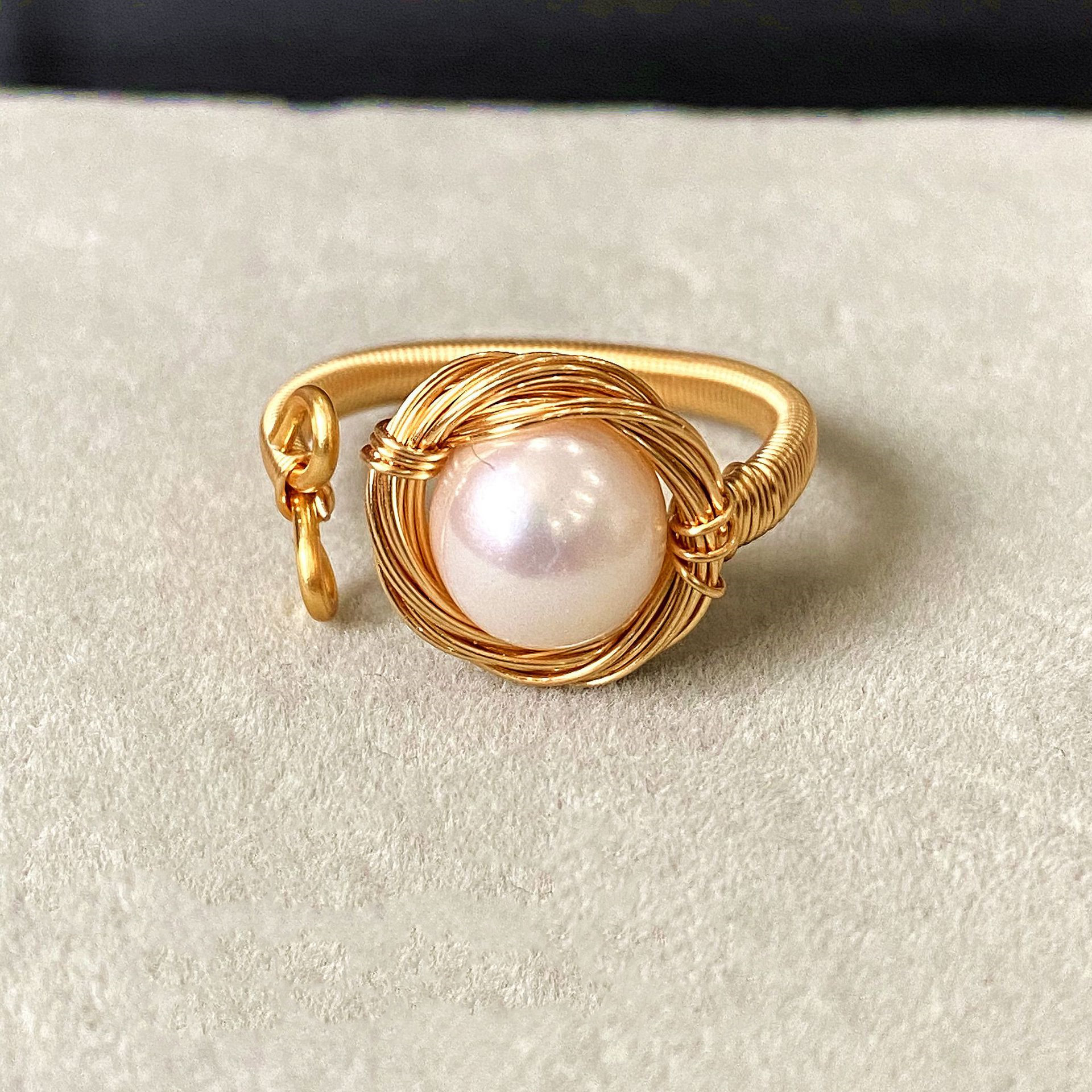 14k Gold Winding Handmade Ring Kitten Cute Natural Aquamarine Pearl Strawberry Crystal Ring Ring 3 1622196237545 14k Gold Winding Handmade Ring Kitten Cute Natural Aquamarine Pearl Strawberry Crystal Ring Ring