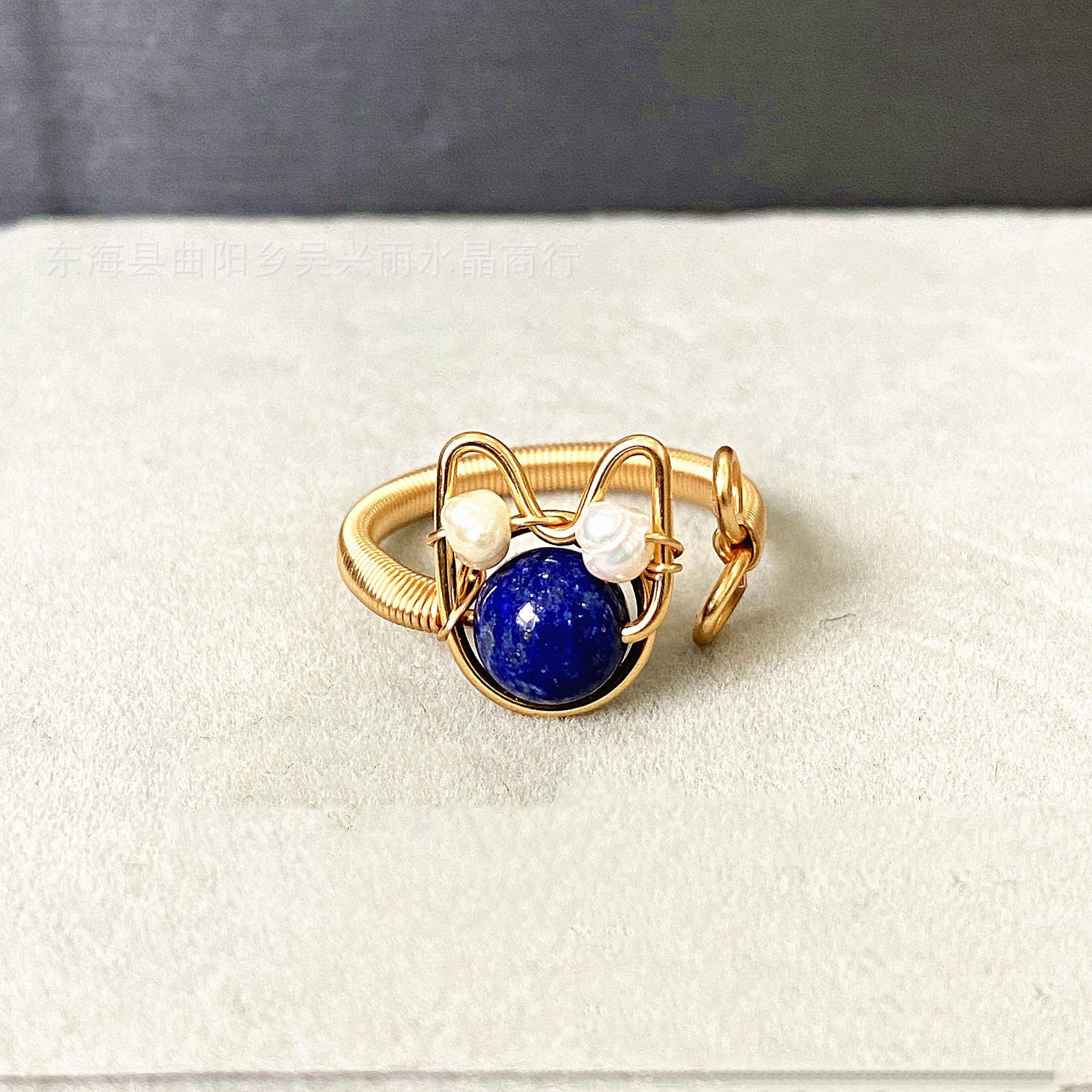 14k Gold Winding Handmade Ring Kitten Cute Natural Aquamarine Pearl Strawberry Crystal Ring Ring 7 1622196237549 14k Gold Winding Handmade Ring Kitten Cute Natural Aquamarine Pearl Strawberry Crystal Ring Ring