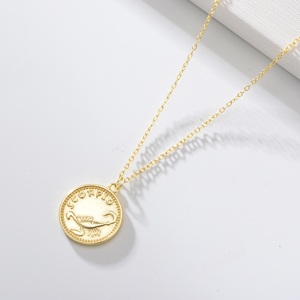1622364532478 S925 Sterling Silver Gold-plated Round Medal Twelve Constellation Necklace
