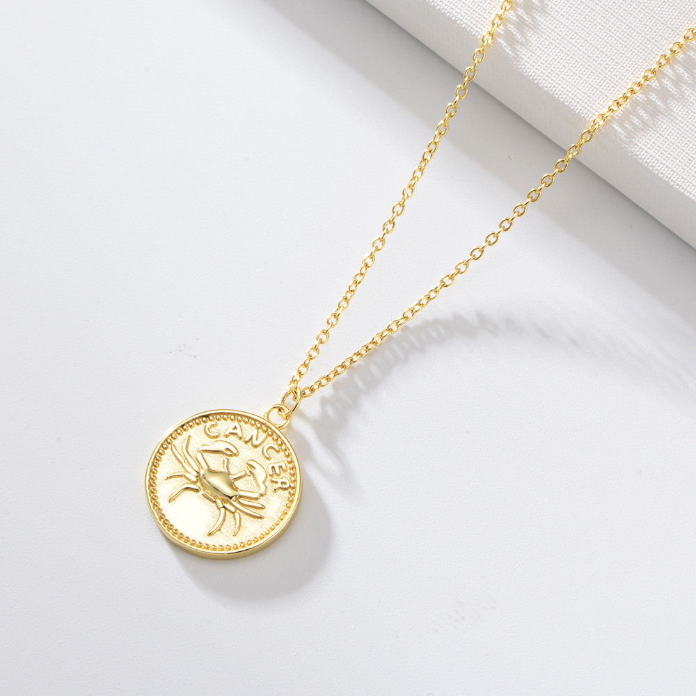 1622364532573 S925 Sterling Silver Gold-plated Round Medal Twelve Constellation Necklace