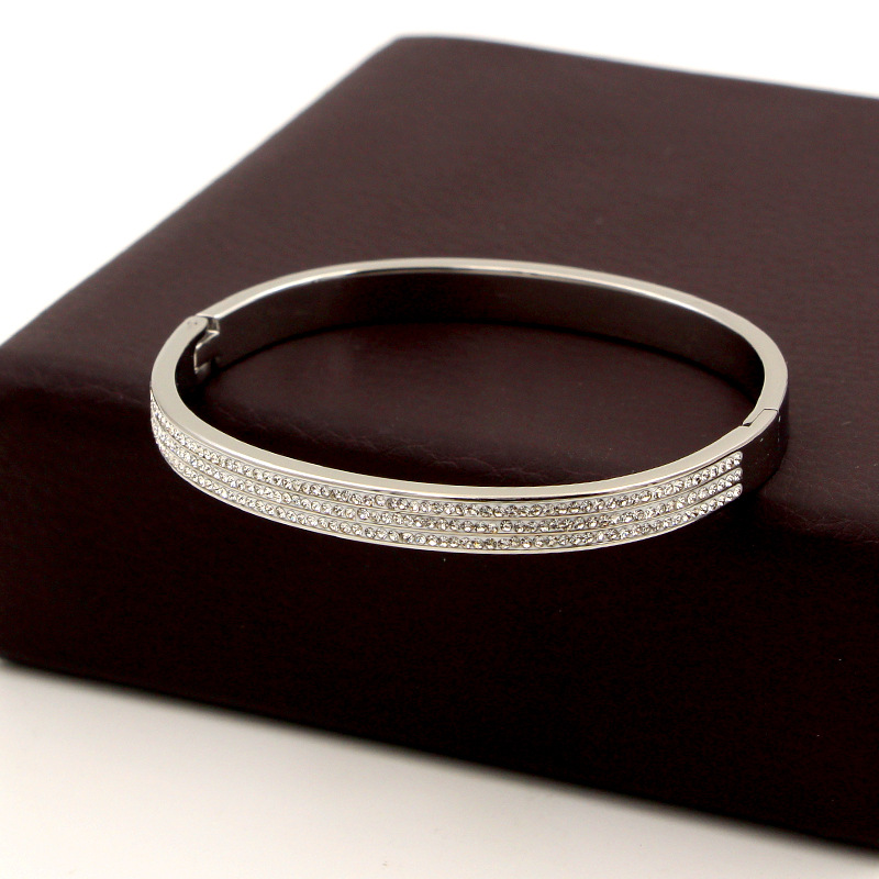 Half Circle Three Rows Full Diamond Rose Gold Concealed Buckle Bracelet Titanium Steel Rose Gold Bracelet Women 5 1622445047388 Half Circle Three Rows Full Diamond Rose Gold Concealed Buckle Bracelet Titanium Steel Rose Gold Bracelet Women