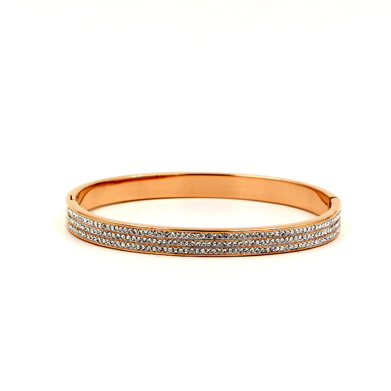 Half Circle Three Rows Full Diamond Rose Gold Concealed Buckle Bracelet Titanium Steel Rose Gold Bracelet Women 4 1622445047391 Half Circle Three Rows Full Diamond Rose Gold Concealed Buckle Bracelet Titanium Steel Rose Gold Bracelet Women