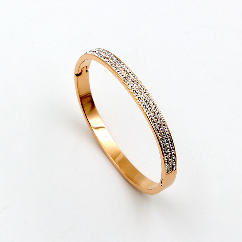 Half Circle Three Rows Full Diamond Rose Gold Concealed Buckle Bracelet Titanium Steel Rose Gold Bracelet Women 8 1622445047696 Half Circle Three Rows Full Diamond Rose Gold Concealed Buckle Bracelet Titanium Steel Rose Gold Bracelet Women