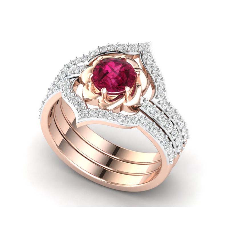 Hecheng Wish New European And American Fashion Ladies Ring Rose Gold Ruby Flower With Diamond Ring 3 1622883107354 Hecheng Wish New European And American Fashion Ladies Ring Rose Gold Ruby Flower With Diamond Ring