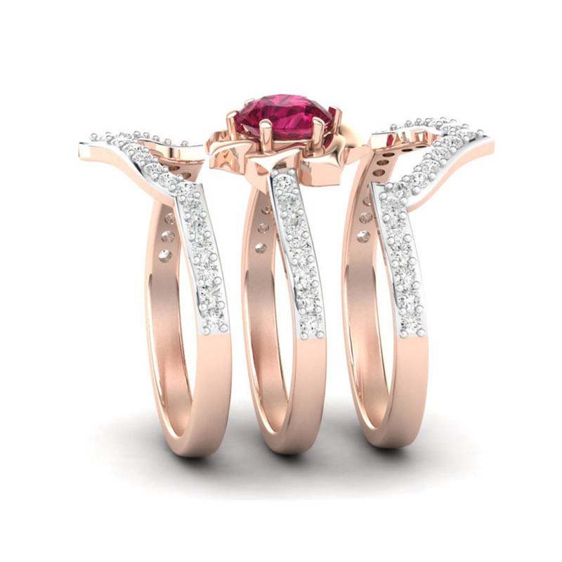 Hecheng Wish New European And American Fashion Ladies Ring Rose Gold Ruby Flower With Diamond Ring 1 1622883107355 Hecheng Wish New European And American Fashion Ladies Ring Rose Gold Ruby Flower With Diamond Ring