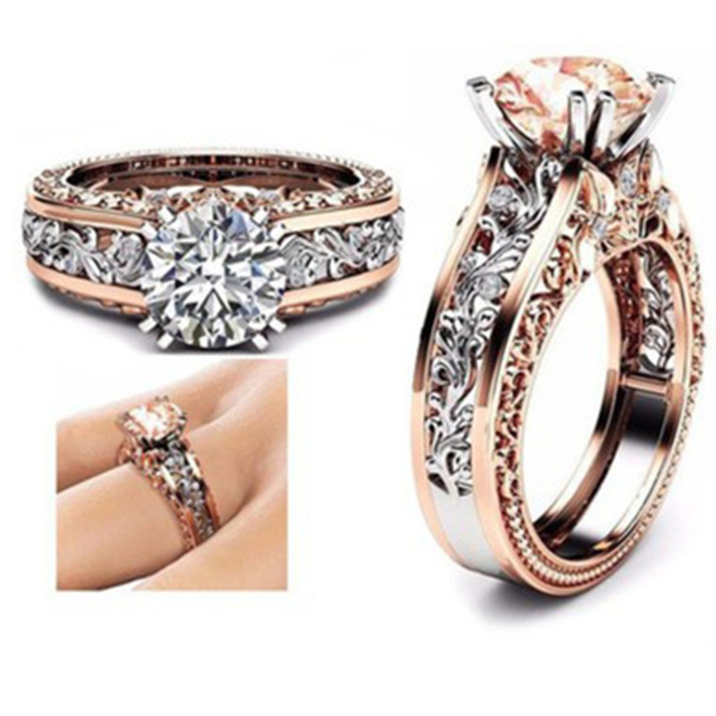 1622885196450 Ring Rose Gold-plated Color Separation Ring Champagne Gemstone Diamond Ring Bracelet Amazon Hot Models