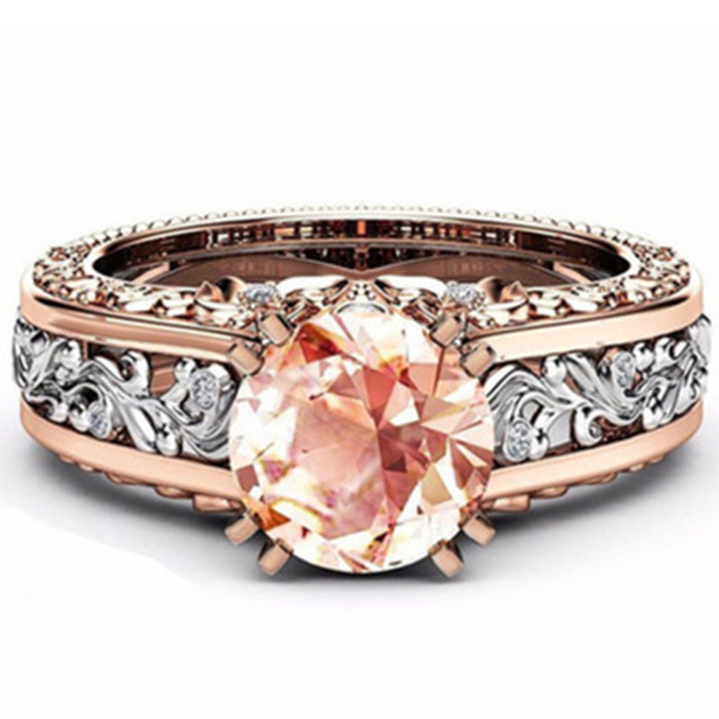 1622885196471 Ring Rose Gold-plated Color Separation Ring Champagne Gemstone Diamond Ring Bracelet Amazon Hot Models