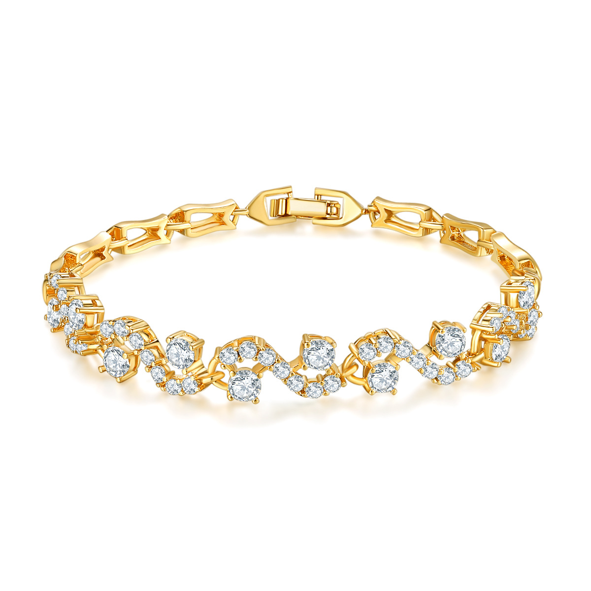 16229268 8f57 4be2 bc92 1379e1d32fd4 Zircon Wave Bracelet Electroplating Real Gold Diamond Bracelet Wholesale Does Not Fade