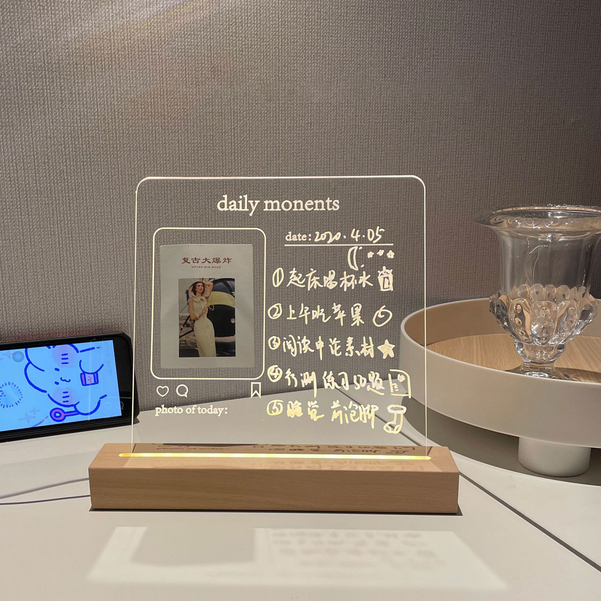 Transparent Luminous Note Board Desktop