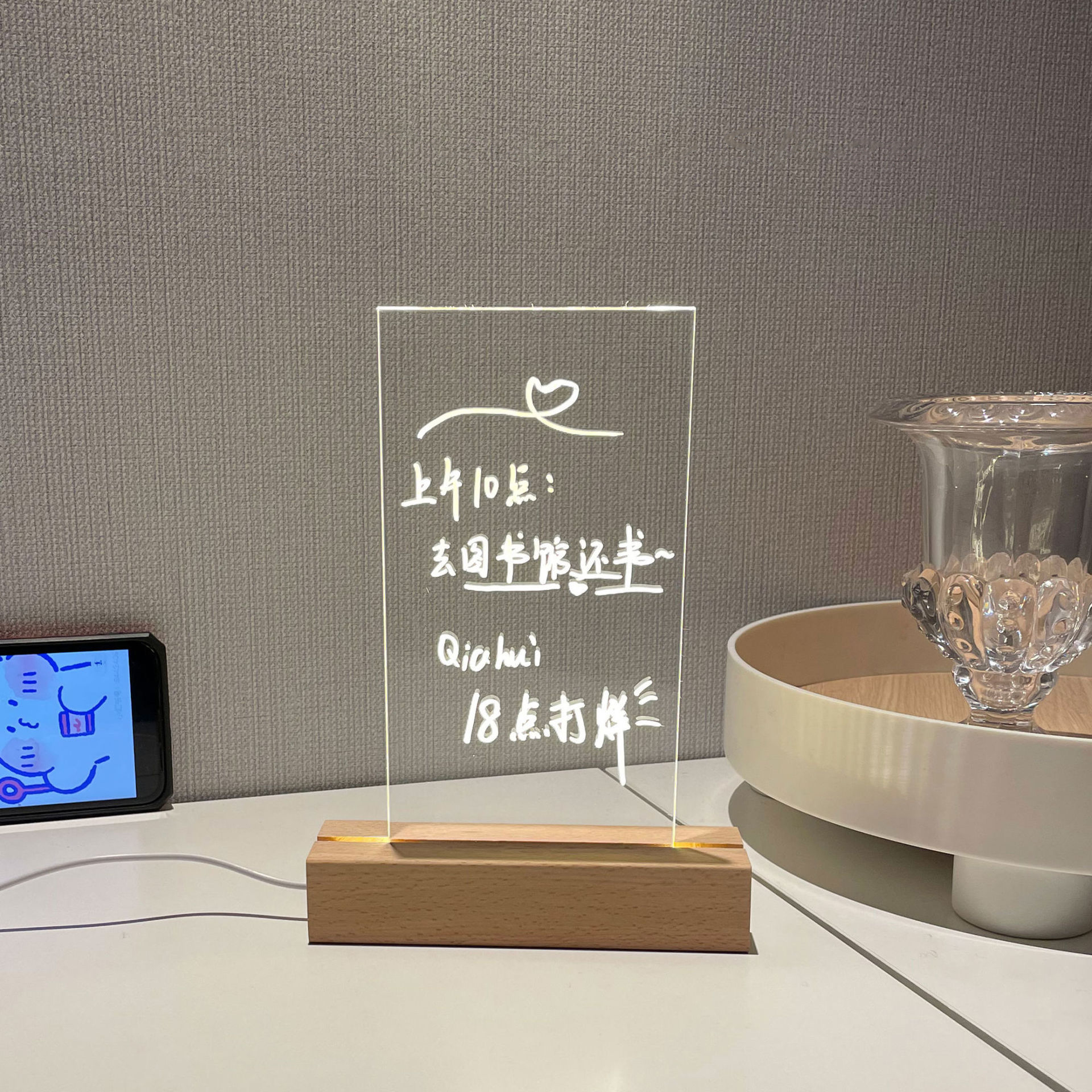 Transparent Luminous Note Board Desktop