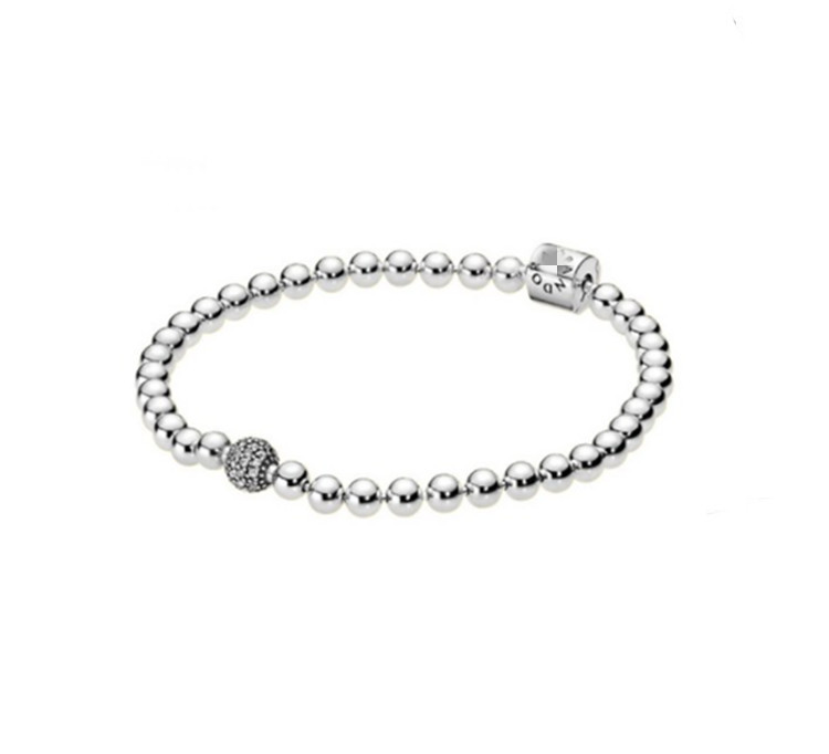 1623232314554 S925 Sterling Silver Rose Gold Diamond Bracelet Silver Bead Chain