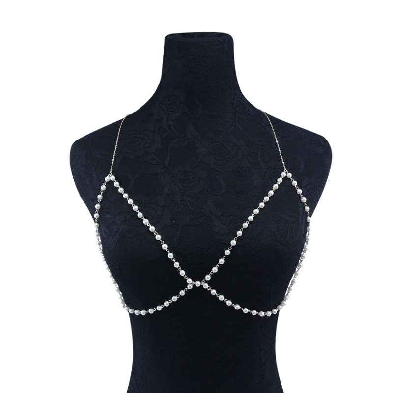 1623402494292 All-match Sexy Trendy Women's Body Clothing Chain, Handmade Beaded Pearl Breast Chain