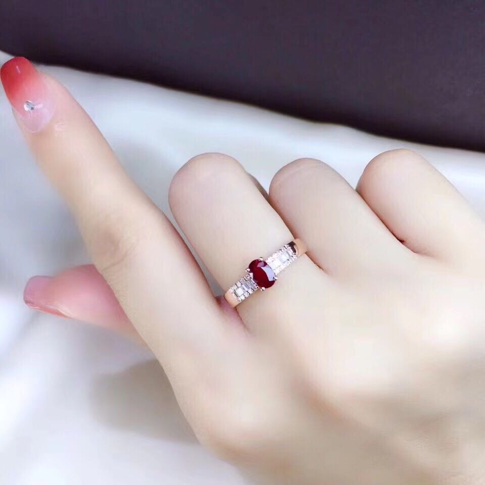 1623673464309 Ruby Ring Pigeon Blood Red Color Beautiful S925 Silver Plated 18K Gold Inlaid Ring
