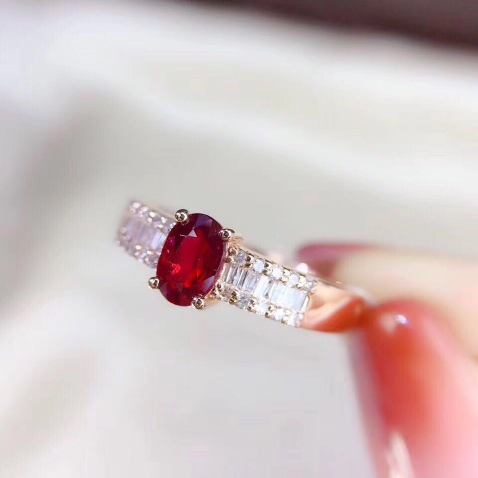 1623673464310 Ruby Ring Pigeon Blood Red Color Beautiful S925 Silver Plated 18K Gold Inlaid Ring