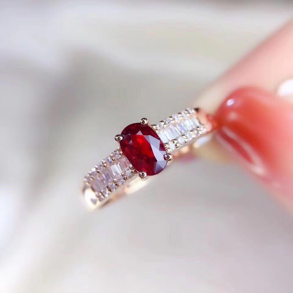 1623673464311 Ruby Ring Pigeon Blood Red Color Beautiful S925 Silver Plated 18K Gold Inlaid Ring