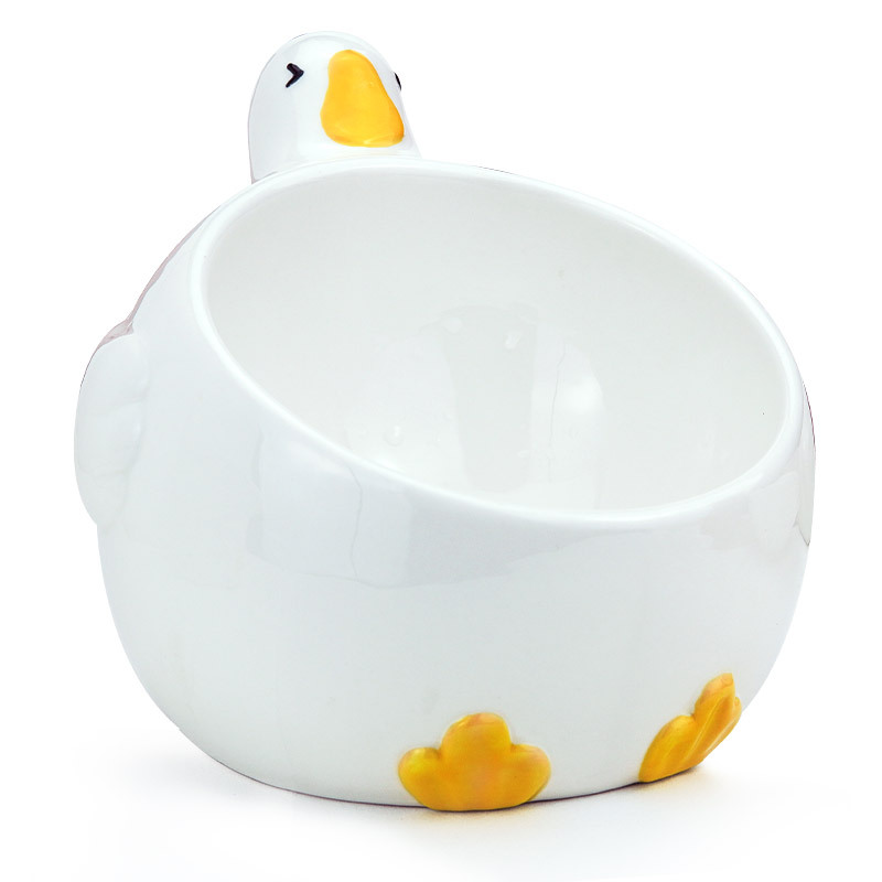 Quirky Elegance: Funny Flush Duck Pet Bowl for Cats – Ceramic, Easy to Clean, and Spine-Friendly