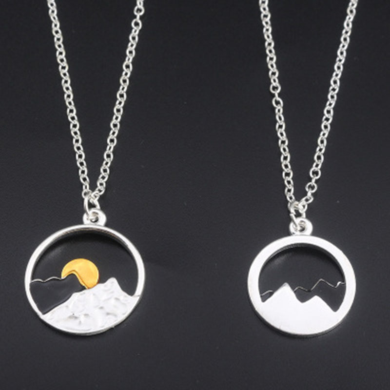 1623900346415 Wish card alloy necklace women men mountain peak sun gold color silver color pendant necklace engagement jewelry