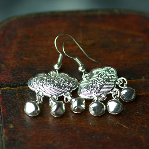 1623904716164 Ethnic Style Handmade Life Lock Safe And Auspicious Miao Silver Earrings